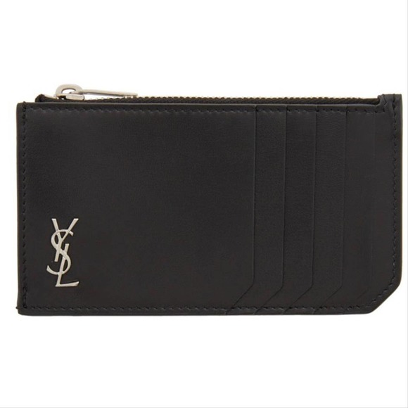 SAINT LAURENT monogram zipped leather card holder coin case - Picture 1 of 3